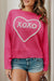 view of XOXO Heart Round Neck Dropped Shoulder Sweater