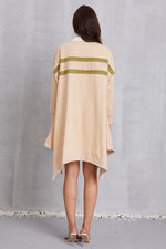The back of Half Button Handkerchief Hem Dress -Light Apricot