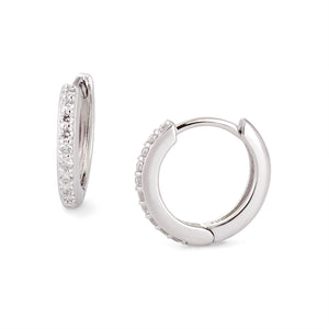 10MM Diamond and 14K White Gold Huggies for Women