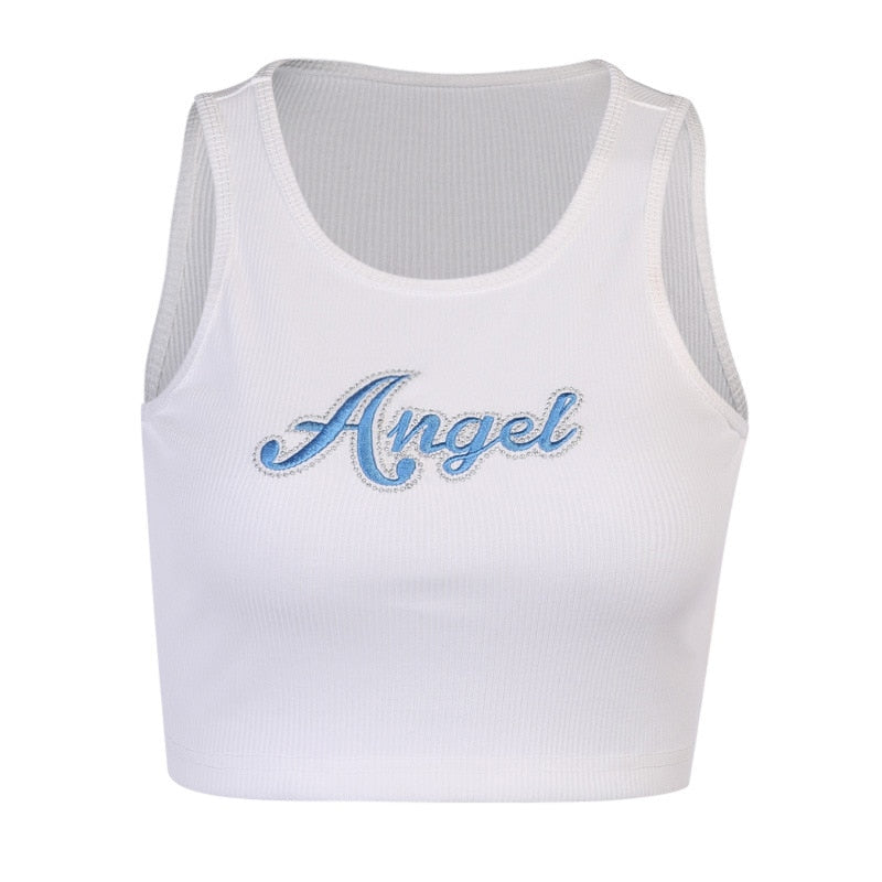 Embroidered Angel Crop Top by White Market