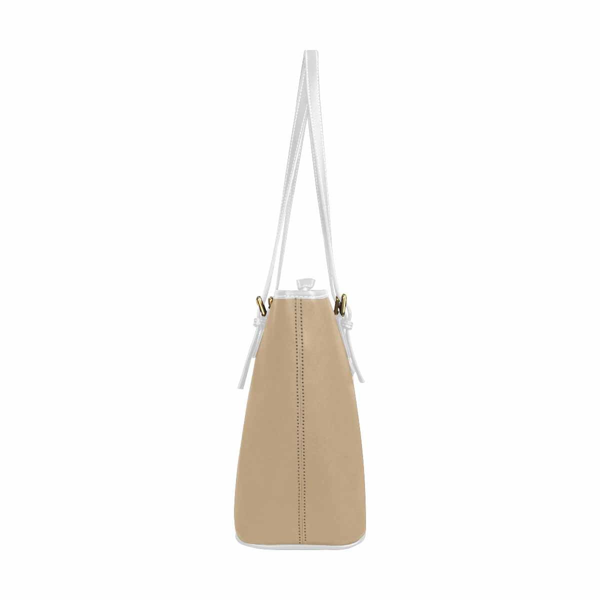 Tan Brown - Large Leather Tote Bag with Zipper by inQue.Style