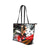 Women's Leather Tote Bag, Black & Multicolor Abstract Double Handle Handbag by inQue.Style